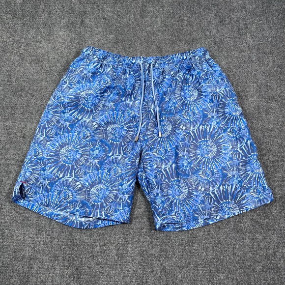Peter Millar Other - Peter Millar Swim Trunks Mens Large Blue Shell Print Mesh Lined Board Shorts AOP